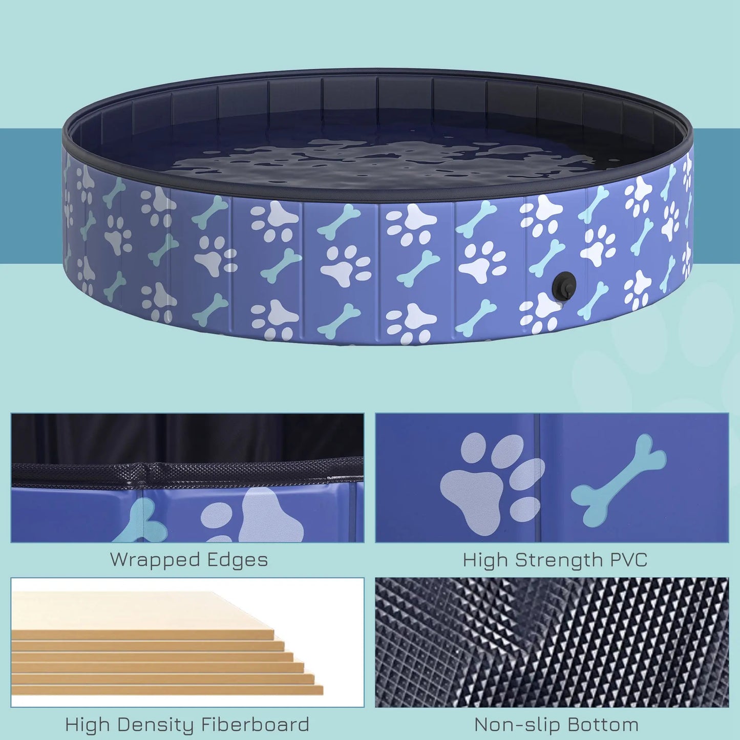 Foldable Pet Swimming Pool- Easy To Store- Portable-Plastic Durable Anti Slip-XS to XL Dogs- Outdoor Pool- Pet Accessories