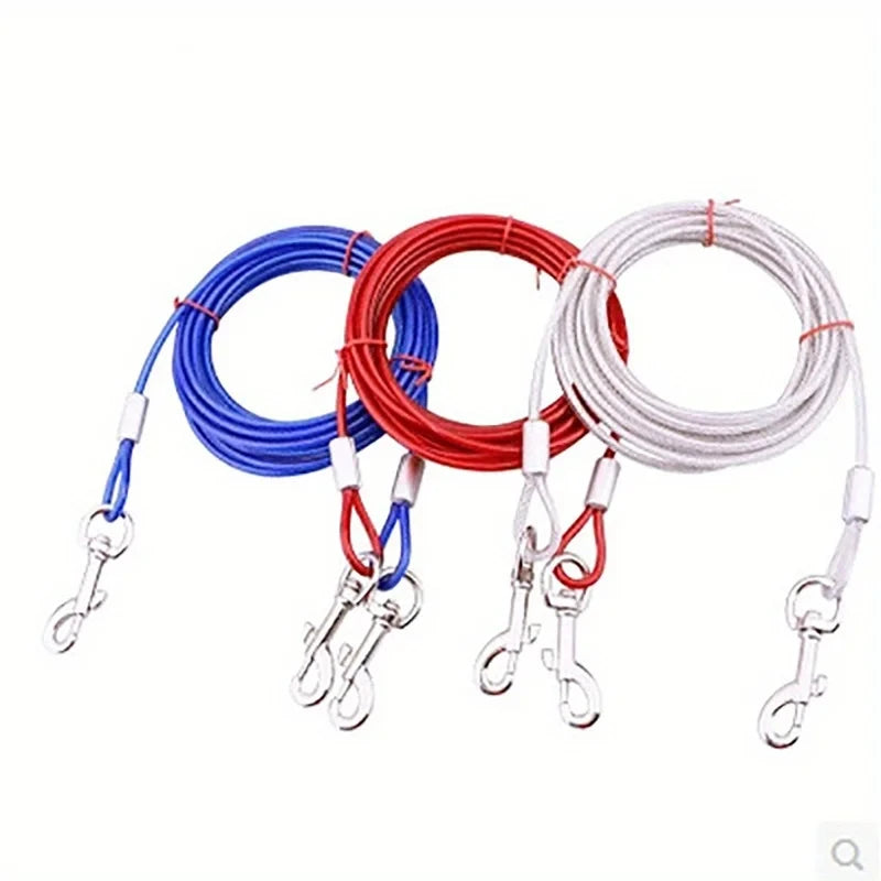 High Quality 5mm*3m Lengthen Steel Wire Dogs Chain Rope-Durable Double-end Dogs Leash- Cable Dual Heads Metal Hooks-Collars/Leashes