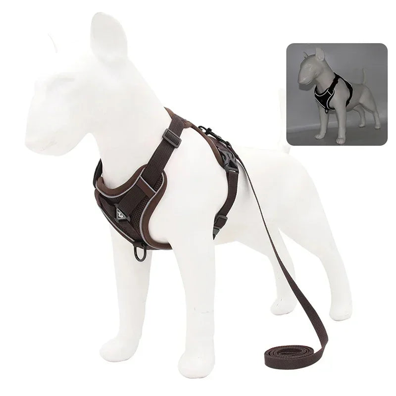 No Pull Dog Harness and Leash Set -Adjustable- Harness Vest- Sizes S to XL-Collars/Leashes