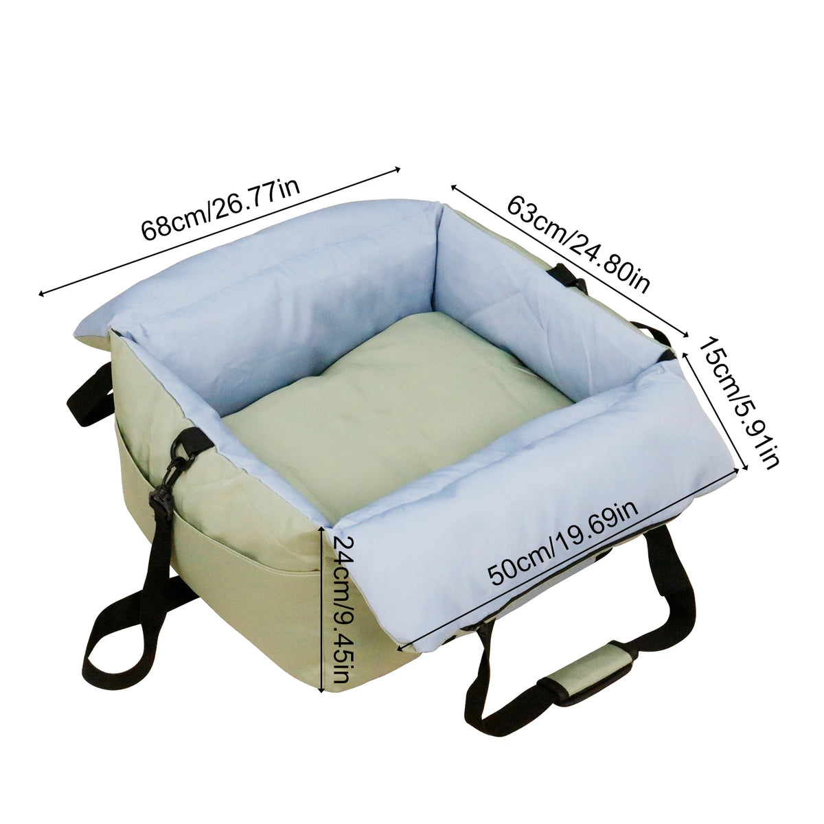 Portable Dog Car Seat-Booster Seat-Travel Carrier- Bed with Safety Belt- Storage Pocket- Removable/Washable Cover-Beds & Blankets