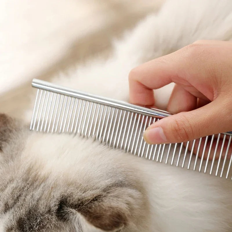 Stainless Steel Dog Comb-Long Thick Hair- Fur Removal-16/19cm- Pet Grooming