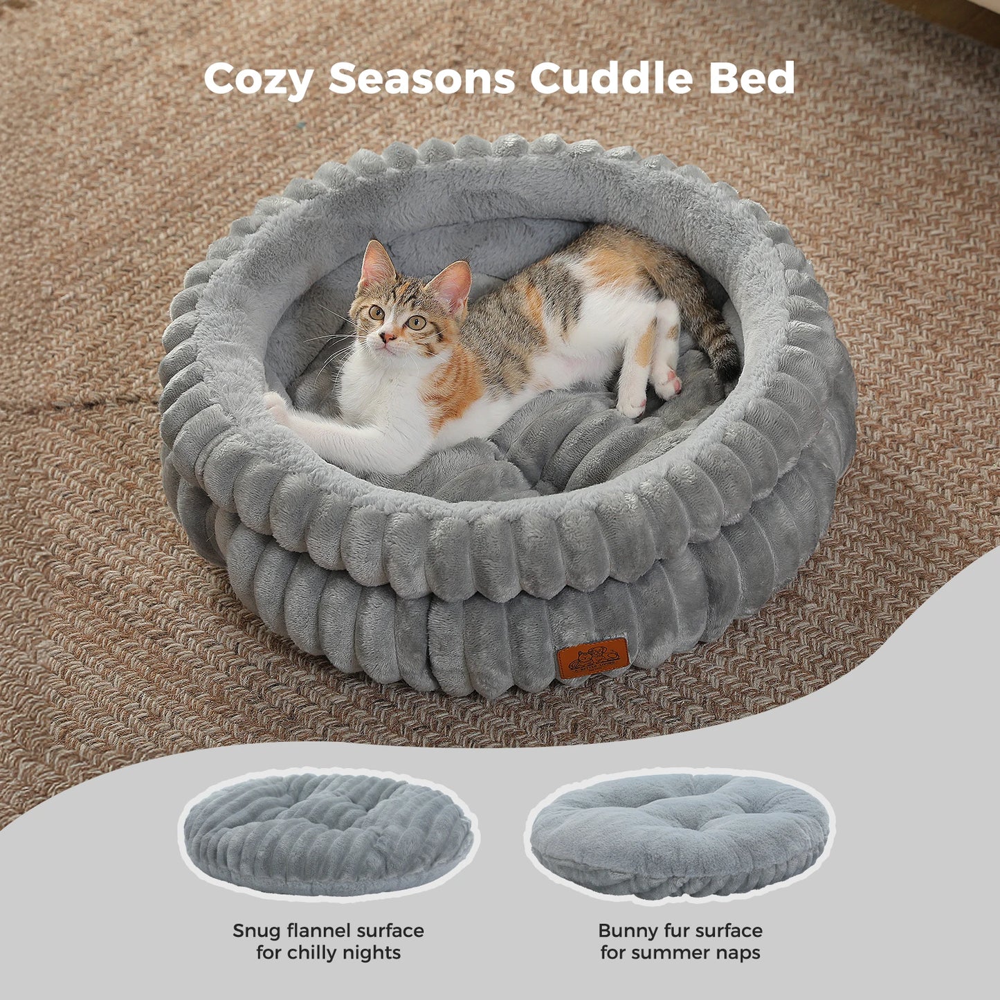 Cozy Dog Bed for Medium Dogs- Indoor- Washable Round Pet Bed House with Anti-Slip Bottom -Suitable for All Seasons-Beds & Blankets