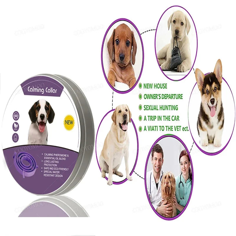 New Release Dog Calming Pheromone Collar -Relieve Anxiety- Adjustable- Comfortable Collar -Collars/Leashes