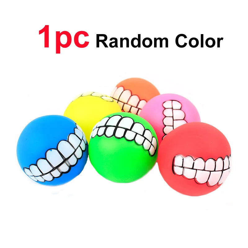1pc Rubber Dog Toys- Squeaky -Cleans Teeth- Dog Chew Toy- Small Puppy Toys Ball- Bite Resistant-Diameter 7cm-Dog Toys
