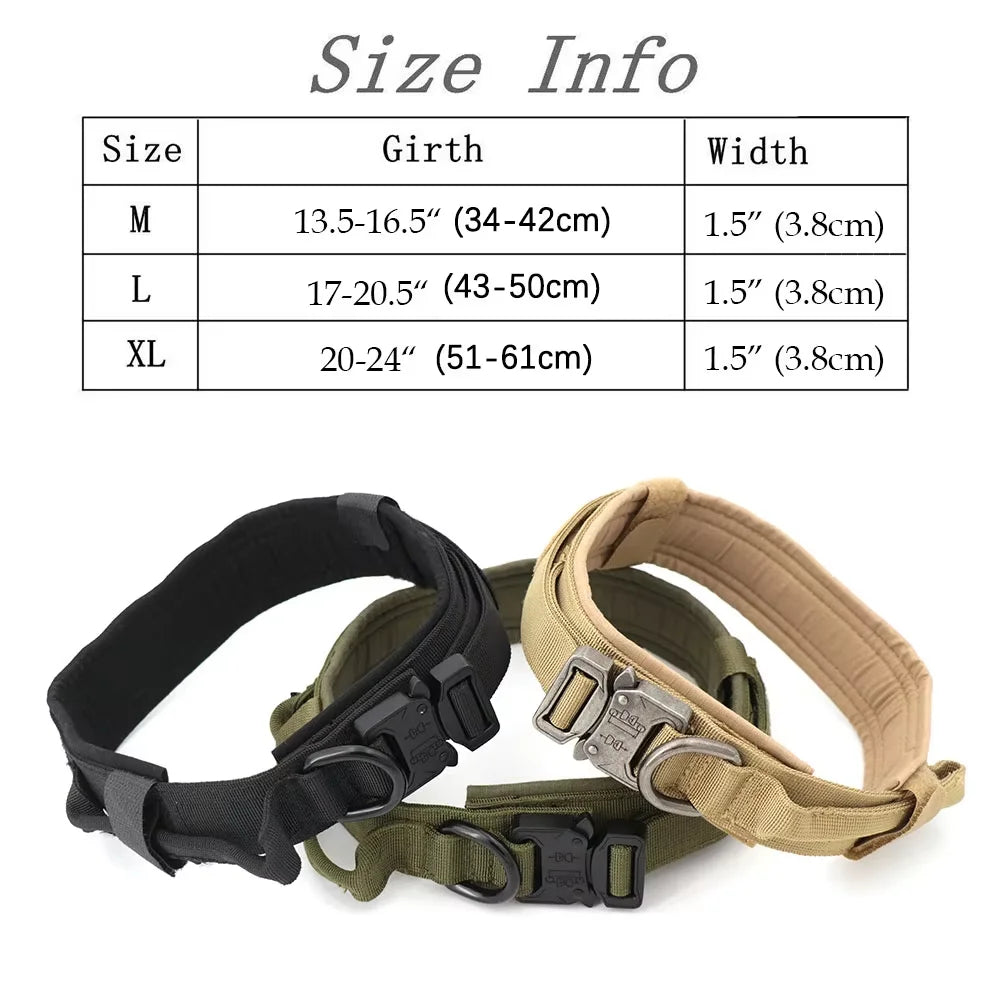 Dog Training Collar- Adjustable Tactical Dog Collar/ Leash Set- Control Handle-Lead Collar For M to XL Dogs-Collars/Leashes
