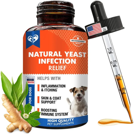 Natural Dog Yeast Infection- Anti Itch Treatment for Itchy Ears Skin Allergy Symptoms- Relief Reduces Inflammation- Relieves Irritation