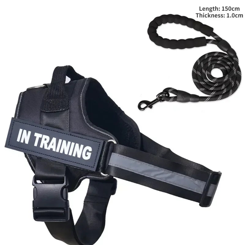 Dog Collar Harness ID Custom Patch-Reflective- Breathable No Pull Vest- Sizes XS to 2XL-Collars/Leashes