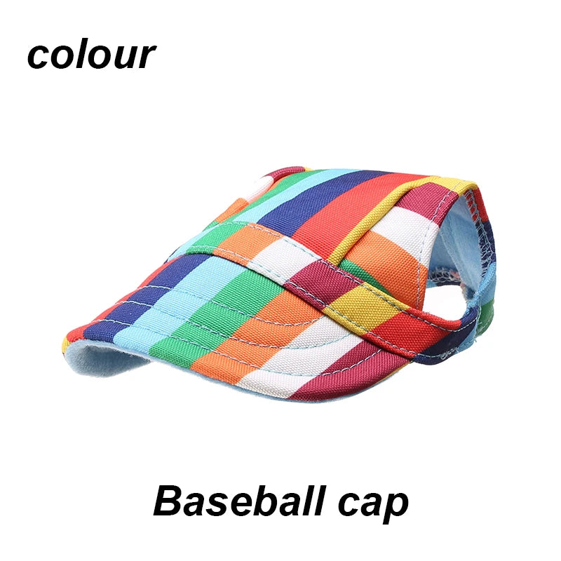 Dog Sunscreen Baseball Cap- Outdoor Sports Hat With Ear Holes- Adjustable- For Small Medium Dogs Cats Caps