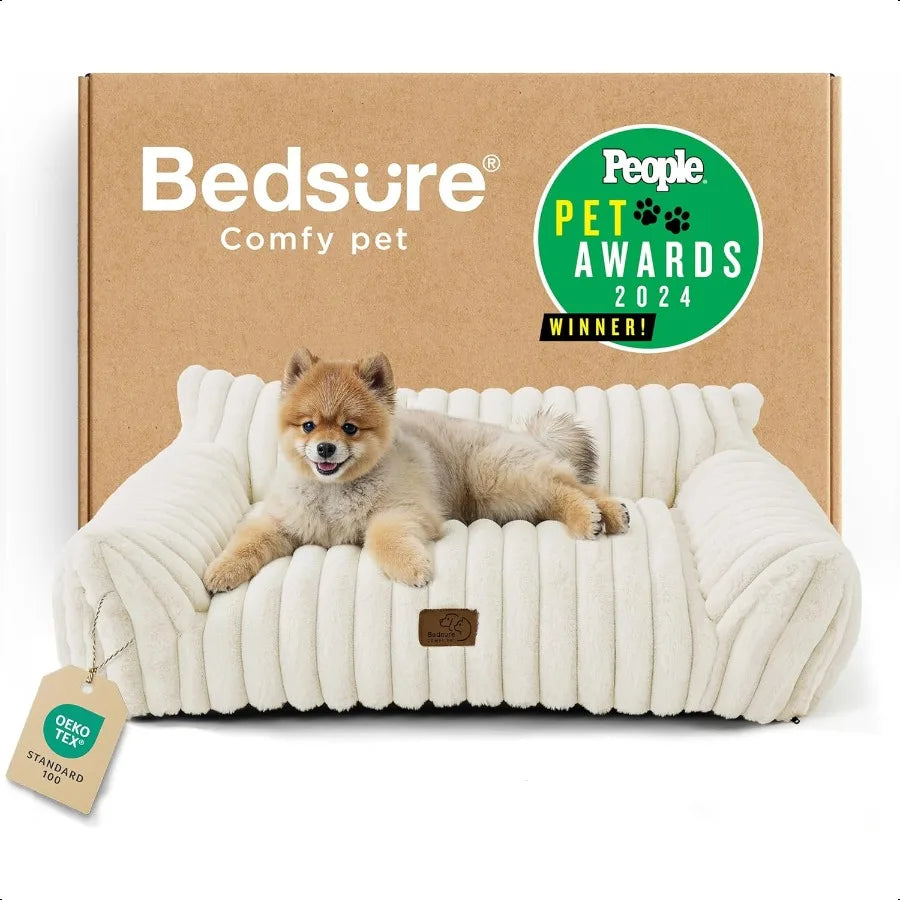 Comfy Couch for Pets- Fluffy Dog Bed- Small Medium Size Dog - Premium Soft Corduroy Fleece-Removable- Washable