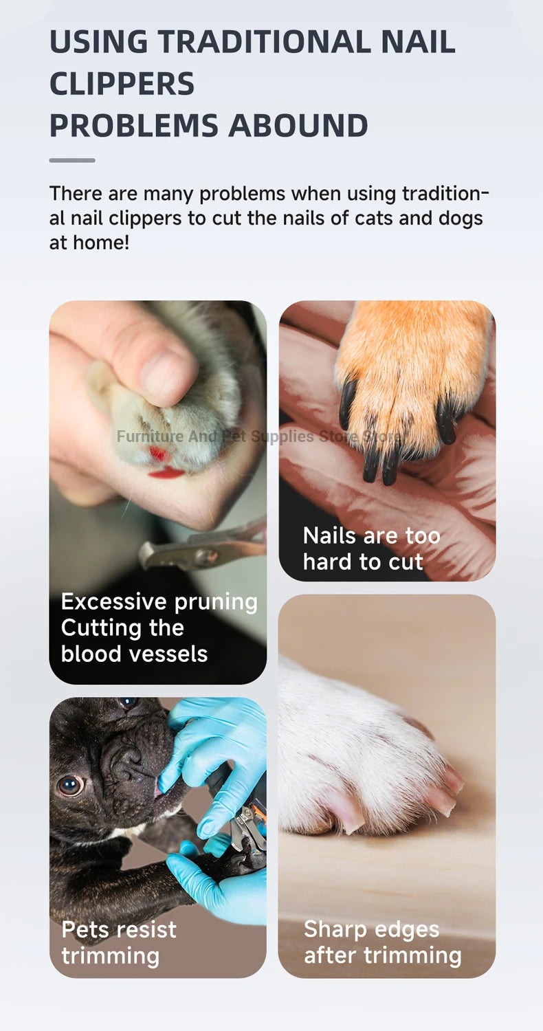 Electric Dog Nail Grinder-USB Rechargeable Nail Trimmers- Painless with Polisher Wheel for Small-Large Pets-Pet Grooming
