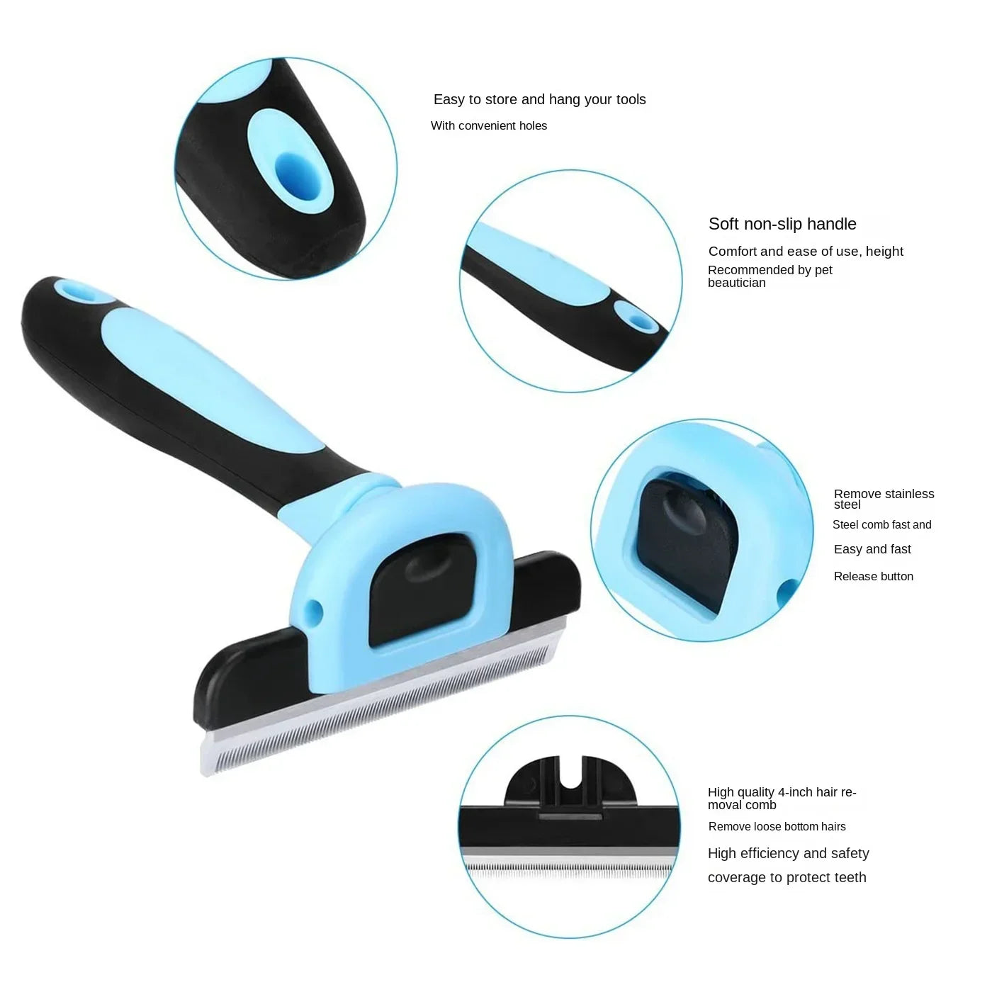 Pet Comb- Hair Remover Grooming Tools- Detachable Clipper-Pet Grooming
