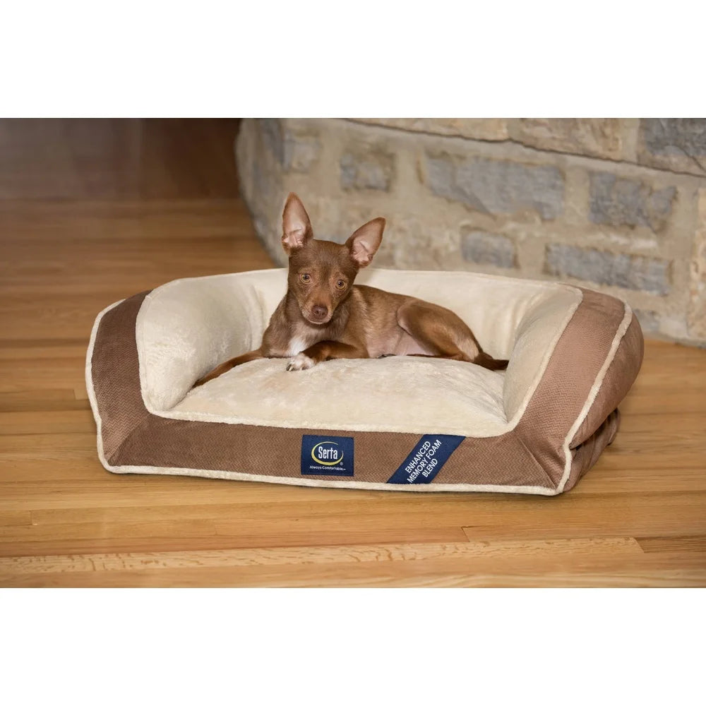 Pedic Memory Foam Mini Couch Dog Bed in Brown -Small