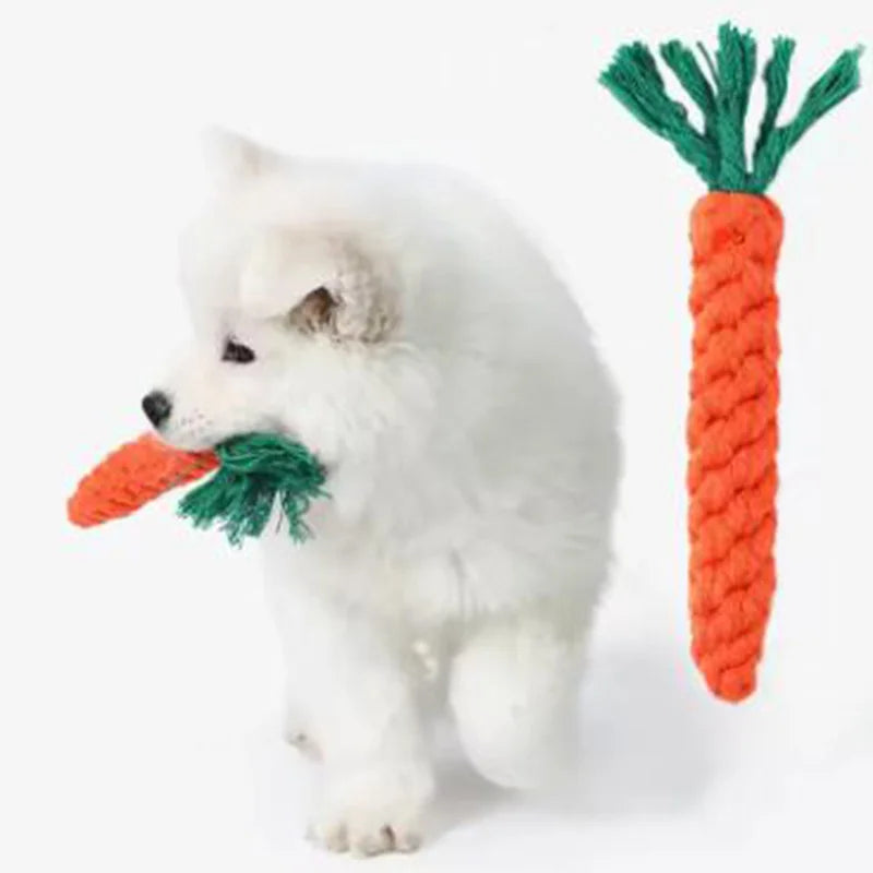 Dog Toy Simulation Knot Carrot Toy-Cotton Rope- Durable- Braided Chew Toy- Puppy Cleaning Teeth- Bite Resistant-Dog Toys
