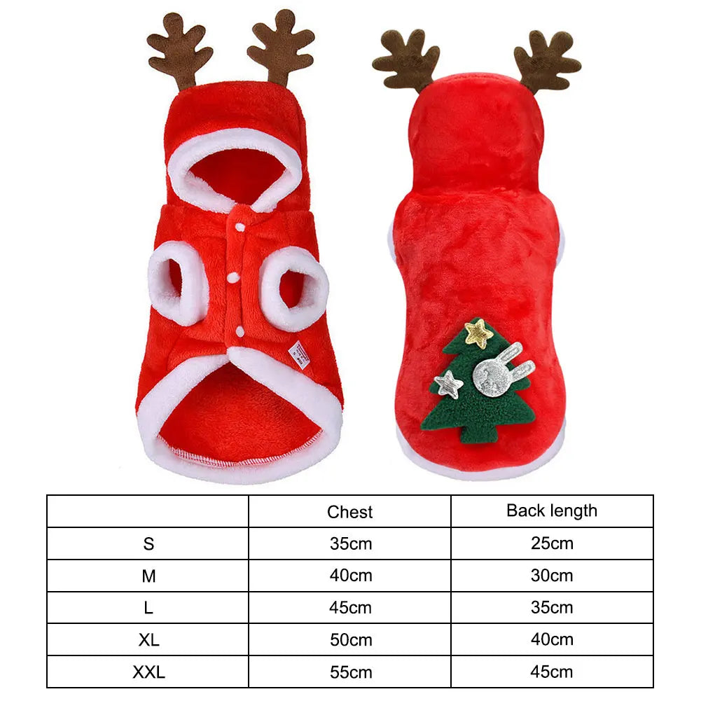 Dog Christmas Elk Costumes- Cold Weather Coats- Winter Warm Christmas Dog Clothes for Small Dogs Puppy