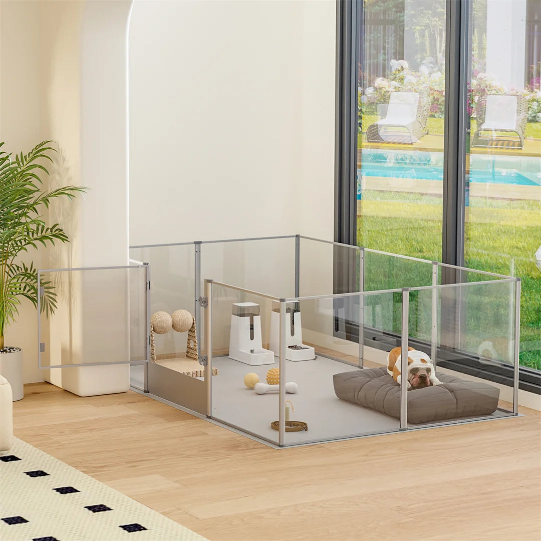 Ex-Large Clear Acrylic Dog Playpen- Waterproof-Exercise Playpen-Whelping Pad- Crate
