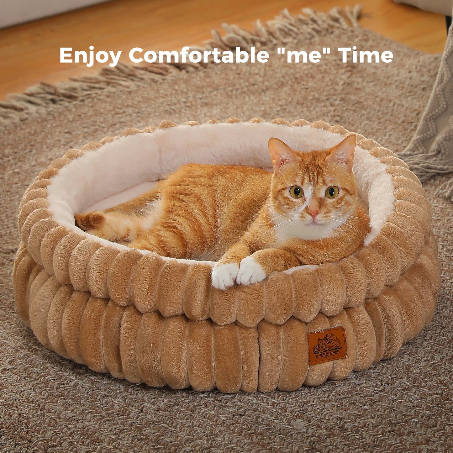 Cozy Dog Bed for Medium Dogs- Indoor- Washable Round Pet Bed House with Anti-Slip Bottom -Suitable for All Seasons-Beds & Blankets