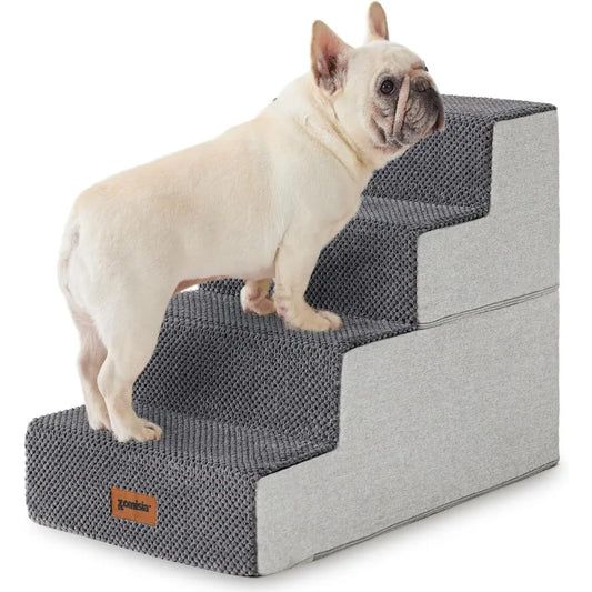 Dog Stairs for Small Dogs Pet Stairs- 2 in 1 with Zippers -Suitable for Couch and Bed -35D Foam Dog Steps with Non Slip Bottom
