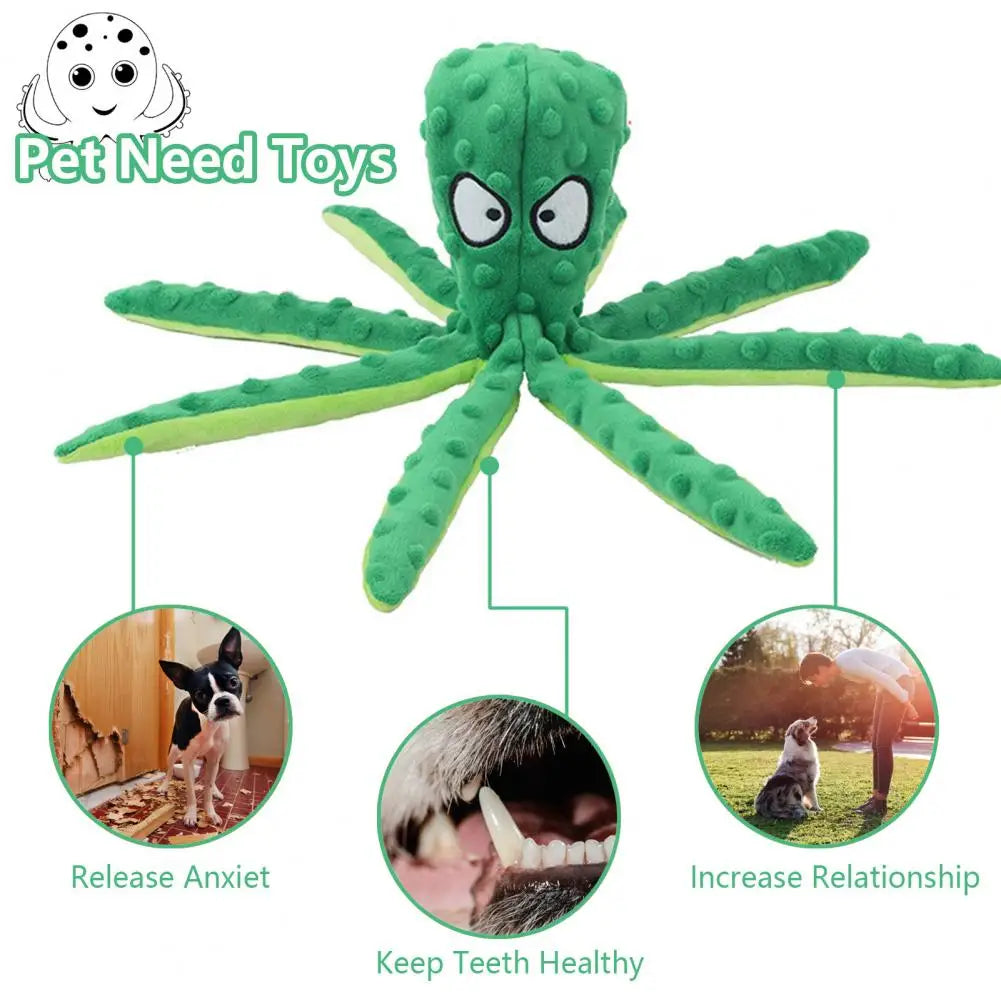 Pet Plush Toy Octopus Dog Interactive Toy Indestructible Bite Resistant Sound Puppy squeaky Octopus