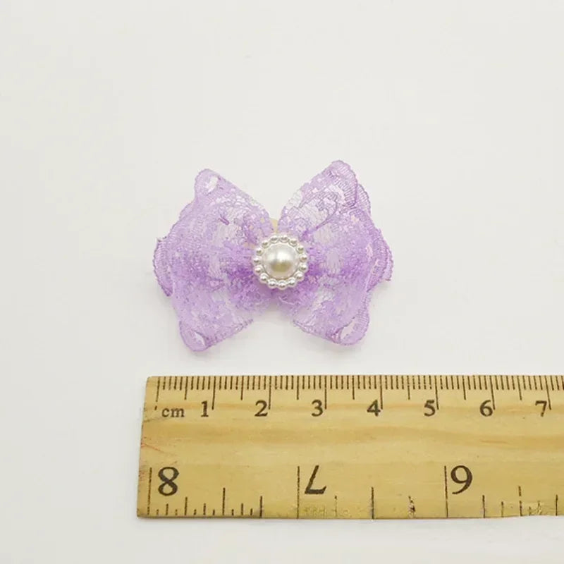 Pretty Pet Rubber Band Head Jewelry- Non-elastic Lace- Rice Lace Bow Rubber Band Head Flower- Pet Supplies Small Dog Accessories