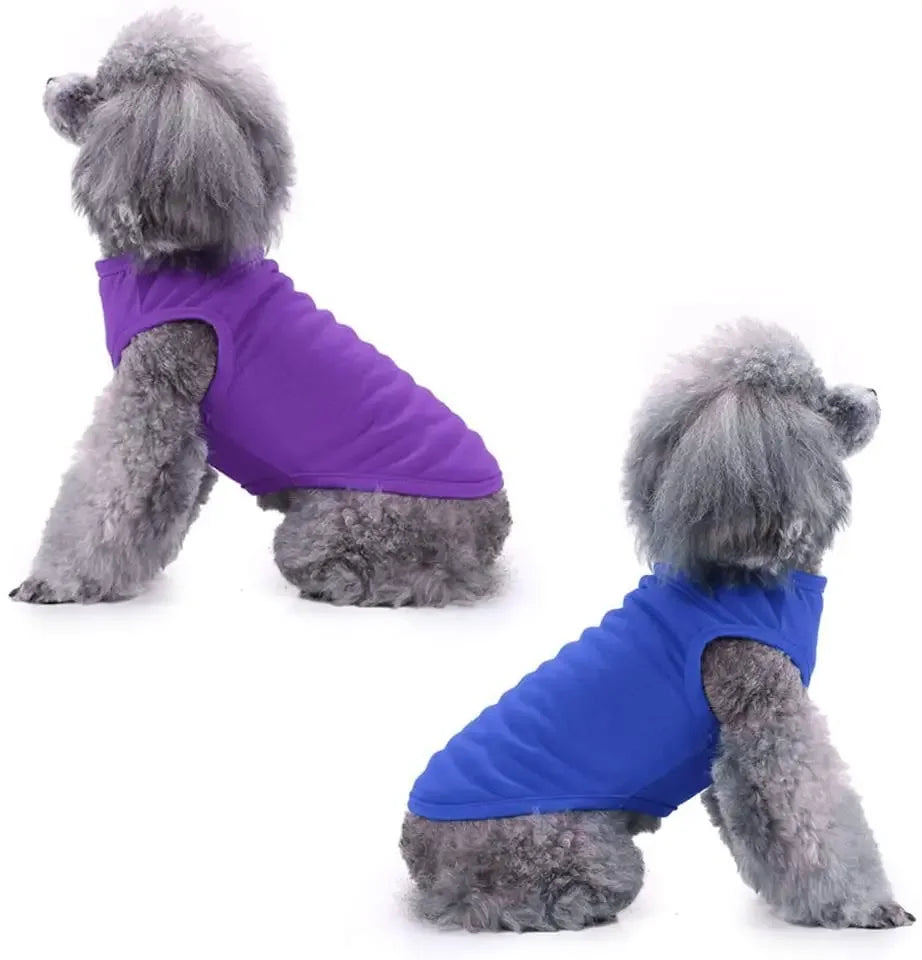 Pure Cotton Dog Vest Shirts- sizes  XS-3XL- Soft Thin T-Shirt-Costumes/Apparel