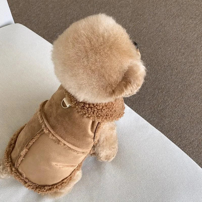 Classic Solid Color Dog Vest- Autumn Winter -Wool -Warm Pet Small Medium-sized Jacket -Warm Vest With Traction Buckle Velvet Clothes