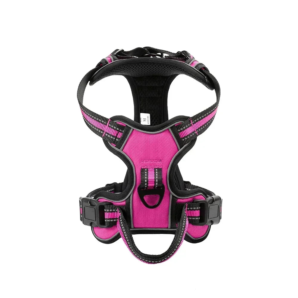 Adjustable Nylon Dog Harness Vest- Reflective Soft Breathable No Pull Dog Harness- Sizes S to XL-Collars/Leashes