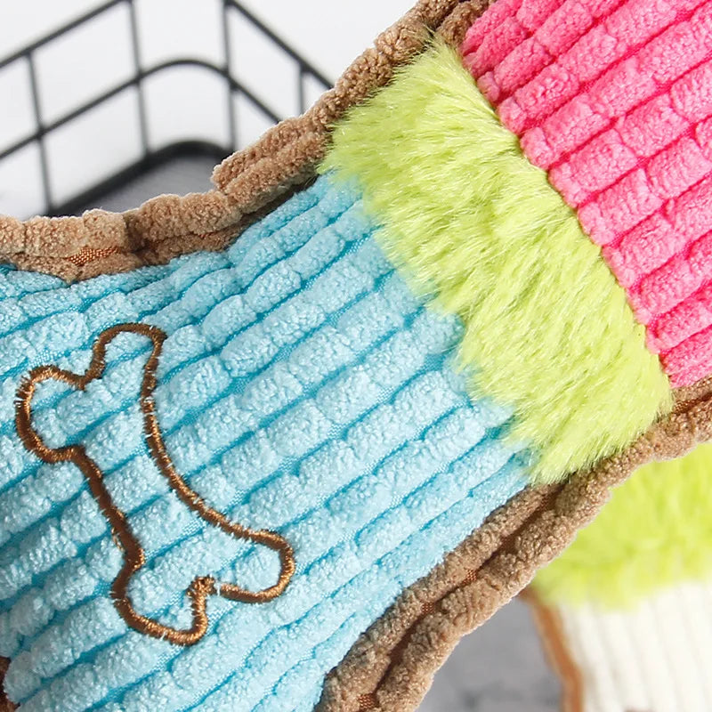 1pc Dog Squeaky Toys- Bones Shape Plush Dogs Chew Toy for Small Medium Breeds- Aggressive Chewers- Cleaning Teeth-Dog Toys