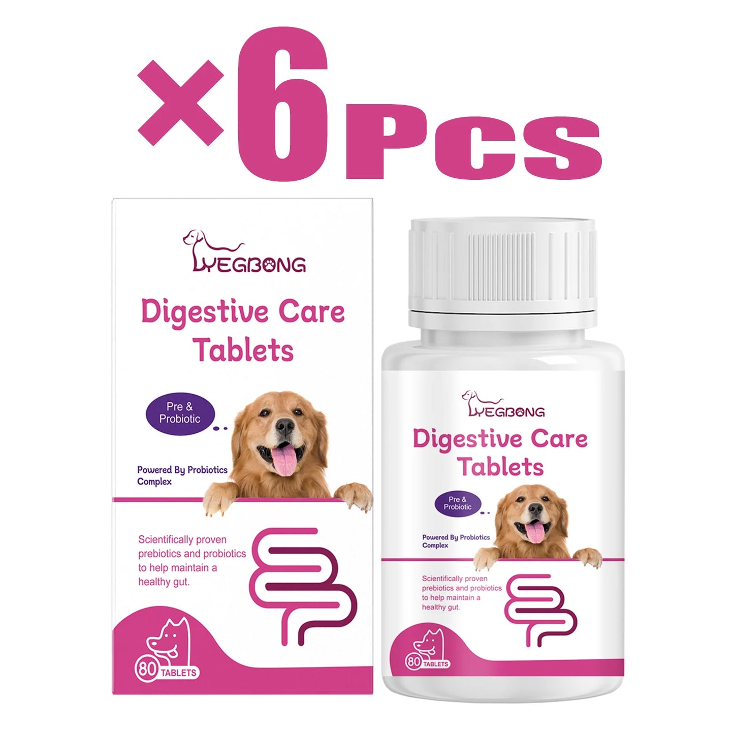 Dog Probiotic Tablets- Multivitamin Nutrition- Stomach Protection- Relieve Indigestion- Loss of Appetite -Pet Health Supports 80-Pet Supplements