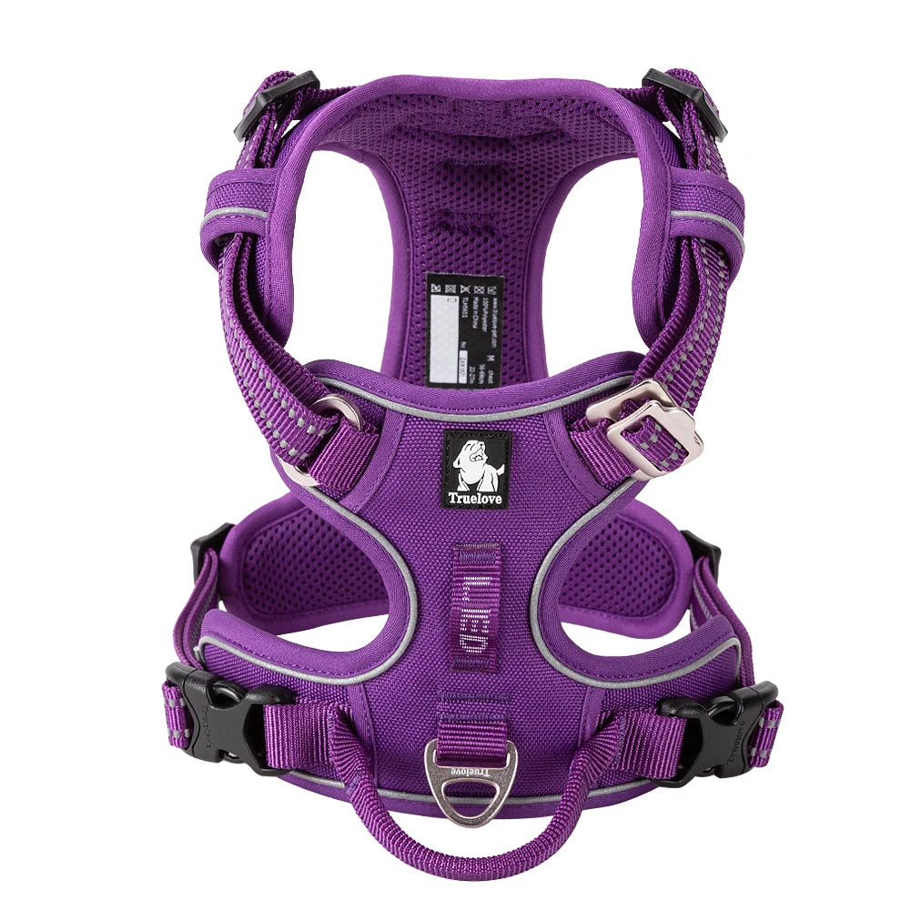Truelove No Pull Dog Harness- Reflective- Breathable- Adjustable Training Vest-Sizes XS-XL Dogs- Night Walking-Collars/Leashes