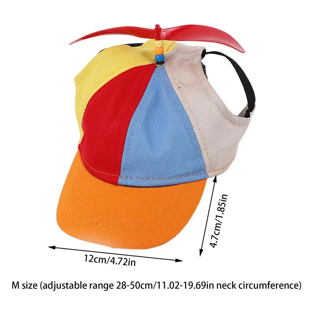 Colorful Pet Propeller Hat With Ear Holes -Sizez S to L-Sunproof Dogs Rainbow Helicopter Top Hat-Costumes/Apparel