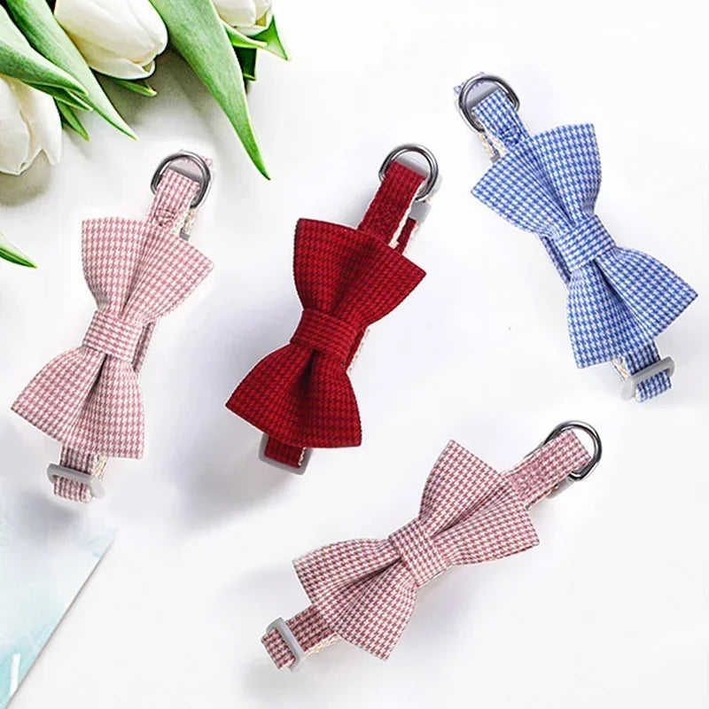 Plaid Bow Tie Collar- Adjustable Neck Collar For Small Dogs -Costume/Apparel