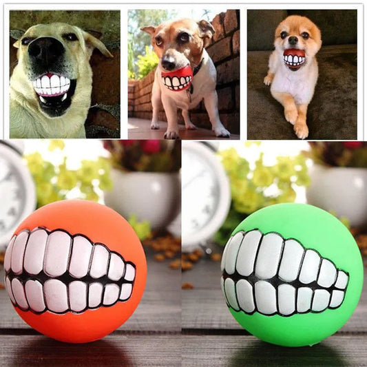 1pc Rubber Dog Toys- Squeaky -Cleans Teeth- Dog Chew Toy- Small Puppy Toys Ball- Bite Resistant-Diameter 7cm-Dog Toys