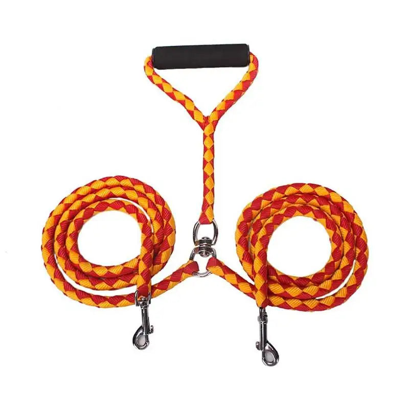 1.4m Pet Double Leash -2 Way Couplers Dog Rope Leash-Elastic Extended  Leash Belt- Outdoor Training for Two Dogs Leashes-Collar/Leashes