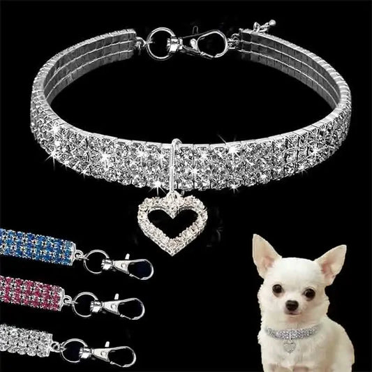 Bling Rhinestone Dog Collar- Crystal Dog Collars Leash For Small Medium Dogs
