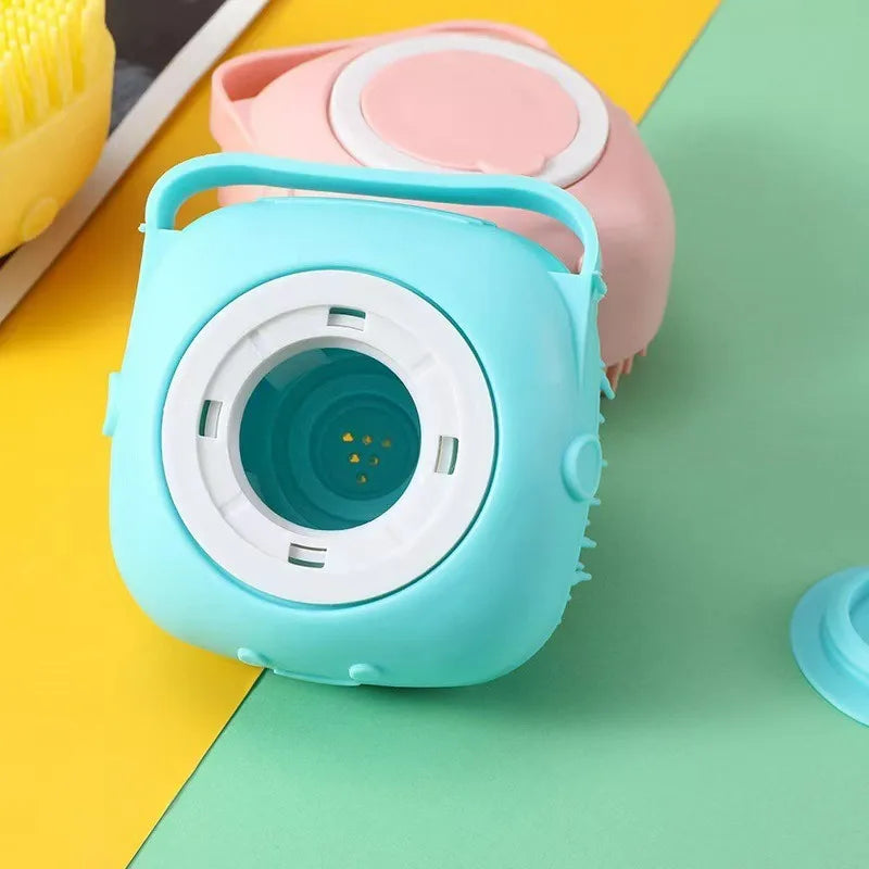 Pet Dog Shampoo Brush- 2.7oz 80ml Massage Comb Grooming Scrubber for Bathing Short Hair- Soft Silicone Rubber