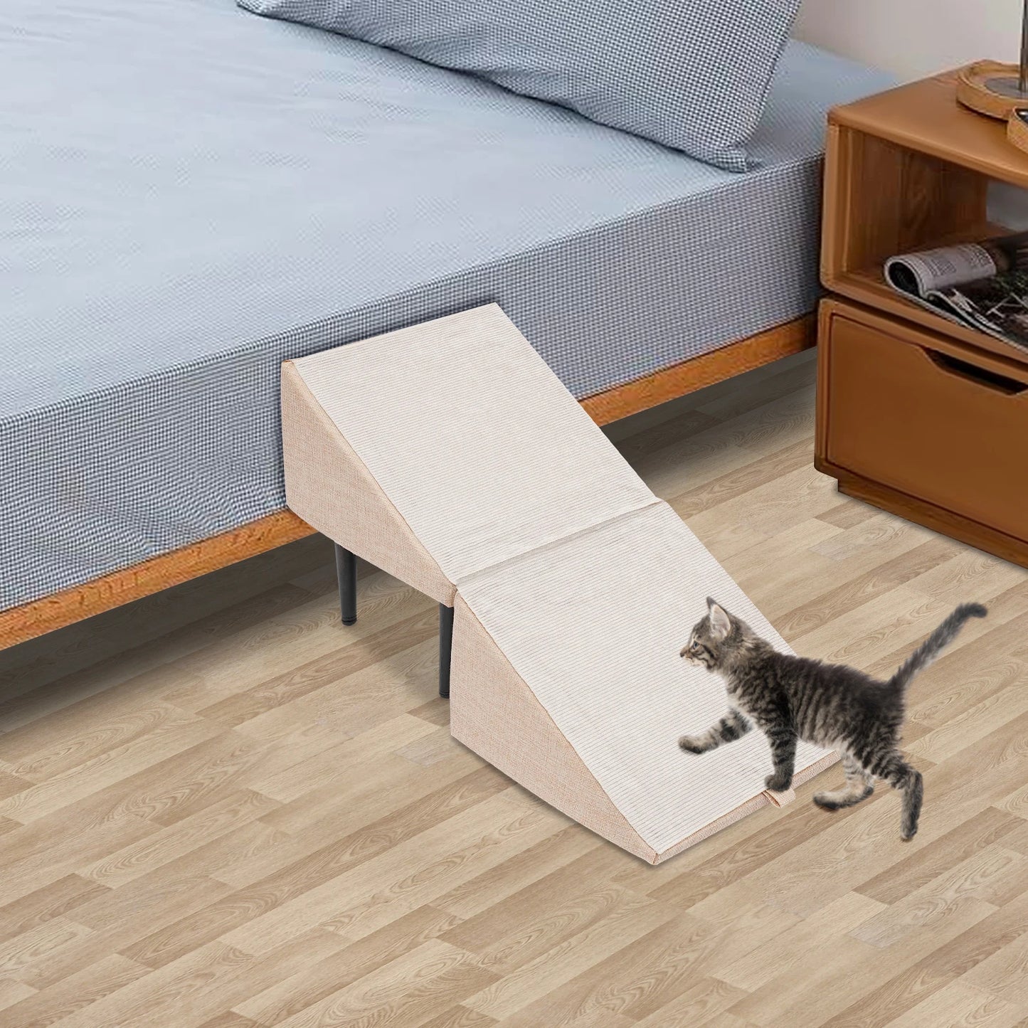 2-in-1 Split Dog Ramp, Lightweight, 80kg/176.37 lbs Load Capacity- Folding Pet Ramps Stairs