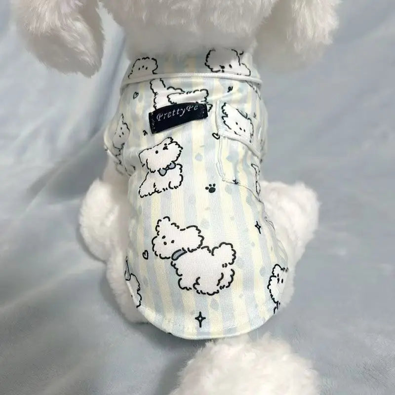 Anti-Loss Pet Sleepwear- Thin Layer Pajamas- Cotton Korean- Adorable-Sizes XS-XL-Costume/Apparel