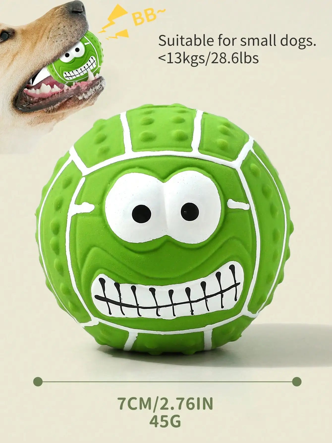 Cartoon Smiling Face Latex Dog Toy Ball- Interactive Chew Toy With Sound- Suitable For Small To Medium Dogs-Dog Toys