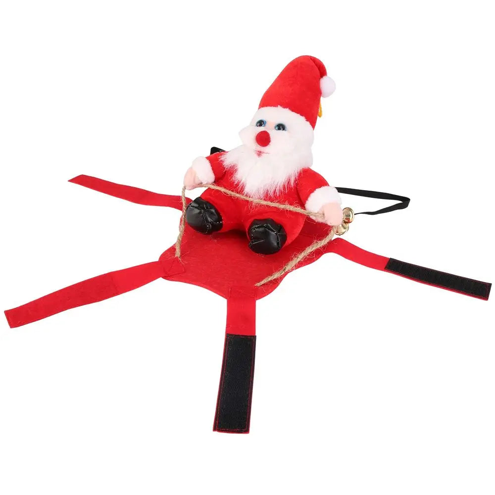 For Pet Christmas Costumes- Red Winter Coat for Dog Riding Santa Claus with Bell Clothes- New Year Outfit Costumes