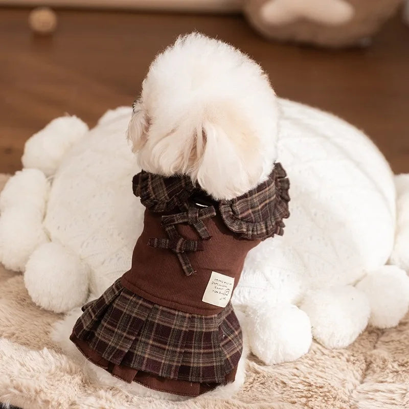 Punk-Style Dog Dress-Teddy American-Style Skirt- Winter Warm Sweatshirt for Small Dogs-Costumes/Apparel