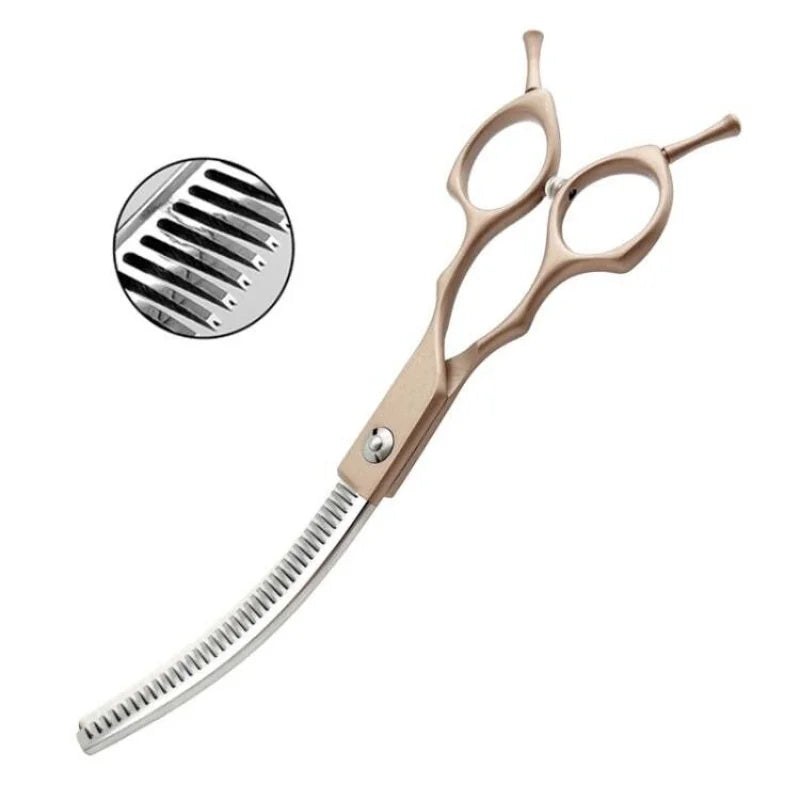 7inch Curved Thinning Shears- Stainless Steel Dog Grooming Curved Scissors-Light Weight- Special Designed- Pet Grooming