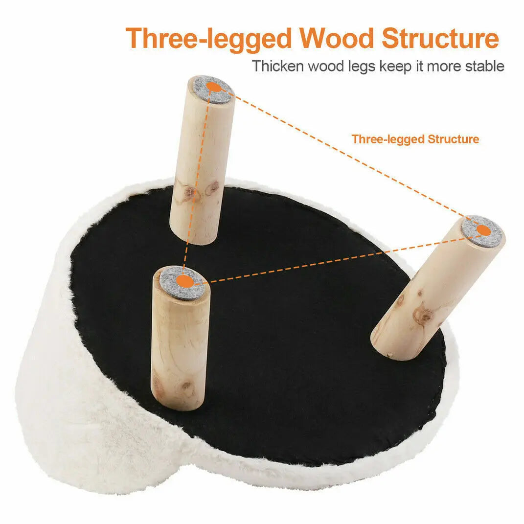 Luxury Soft Bed Plush Fabric Pet Nesting Chair Bed- Washable Couch- Wood Legs with Cushion Pad  for Small Pets-Size S/L-Beds& Blankets