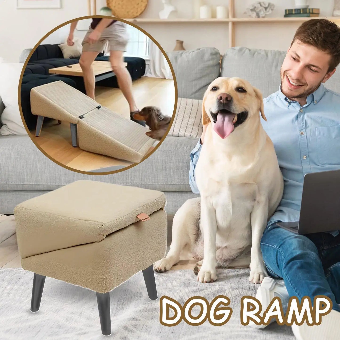 Dog Ramp-Foldable Dog Vehicle Stairs- Footrest Stool for Small Breeds-Non-Slip Ramp-Pet Stairs