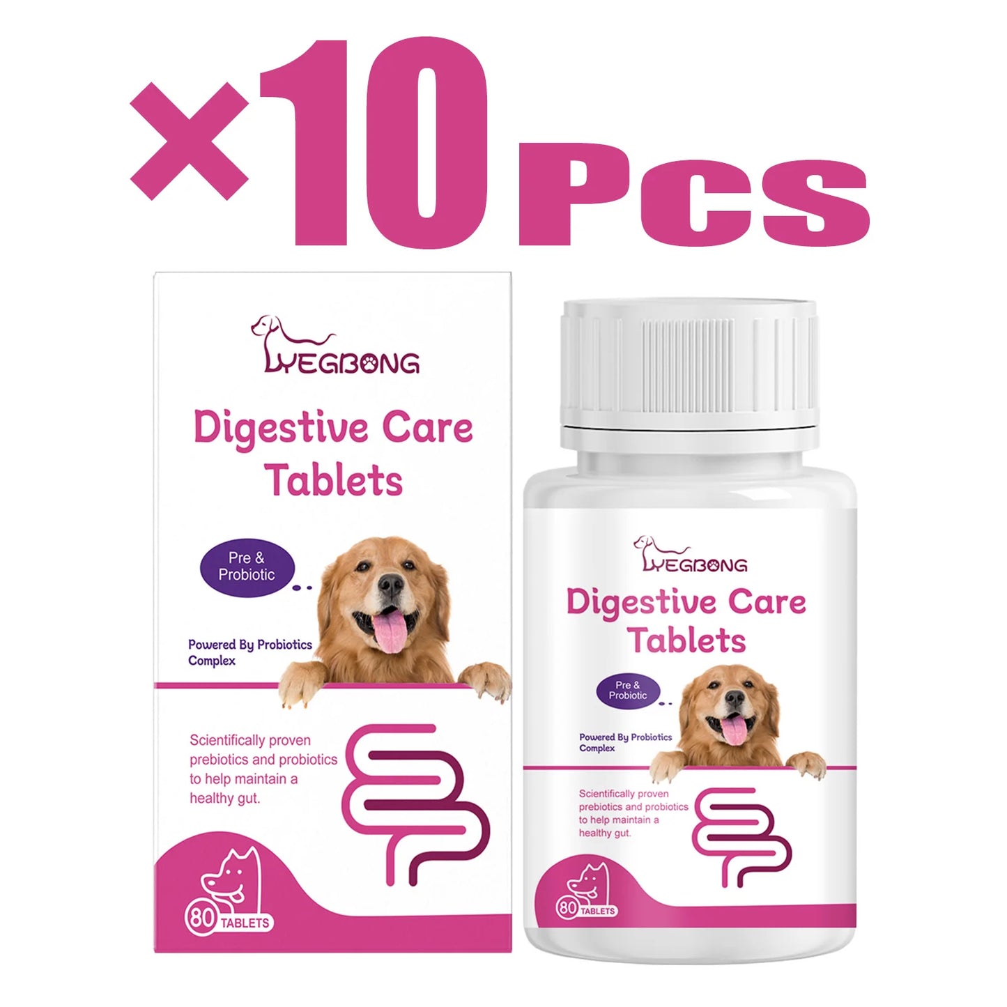Dog Probiotic Tablets- Multivitamin Nutrition- Stomach Protection- Relieve Indigestion- Loss of Appetite -Pet Health Supports 80-Pet Supplements