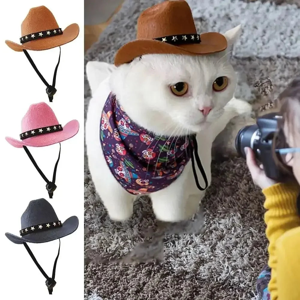 Adjustable Cowboy Dog Hat- Outdoor  Pet Accessories Dogs Headwear