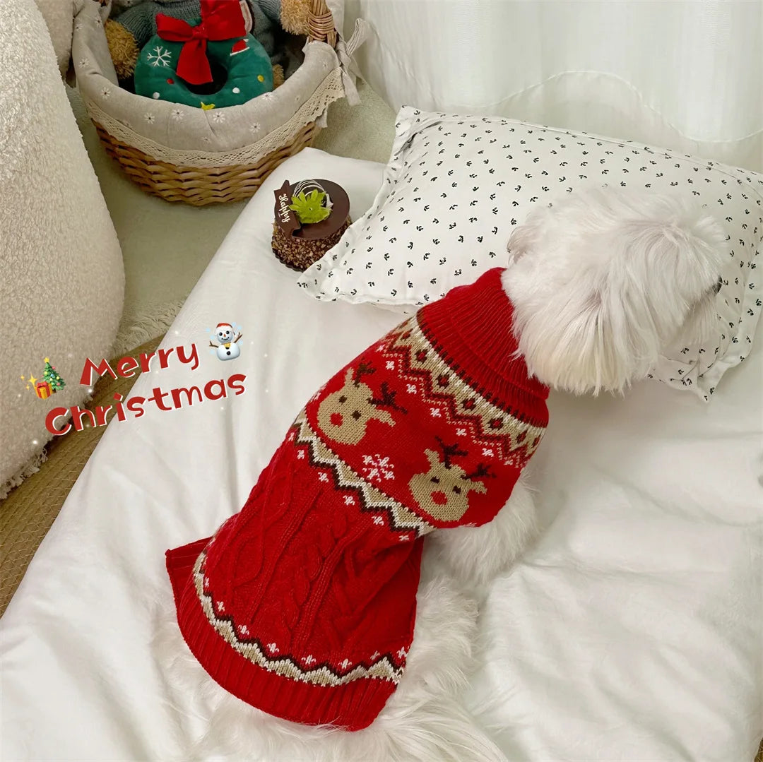 Warm Autumn and Winter Pet Clothes -Small Dog Sweaters -Korean Pink Green Knitted Sweater -Simple Fabric -Soft -Comfortable