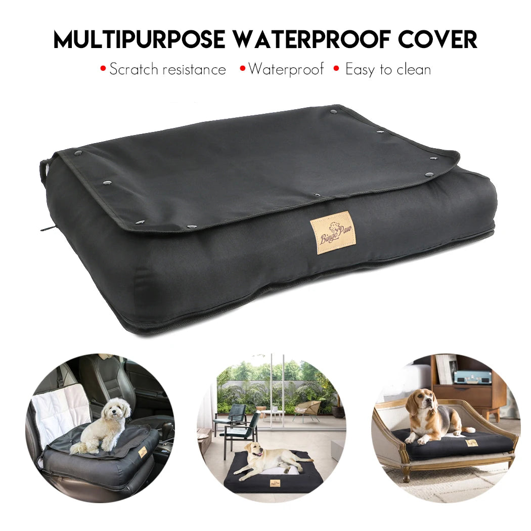 Dog Car Seat Bed-Waterproof Pet Cushion Bed - Dog Carrier with Removable Pad Cover/Safety Belt- Sizes