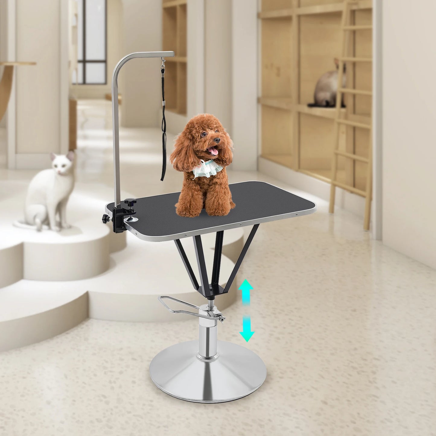 Grooming Table- Hydraulically Lifting - 360° Tabletop Swivel Angle Animal Care Table
