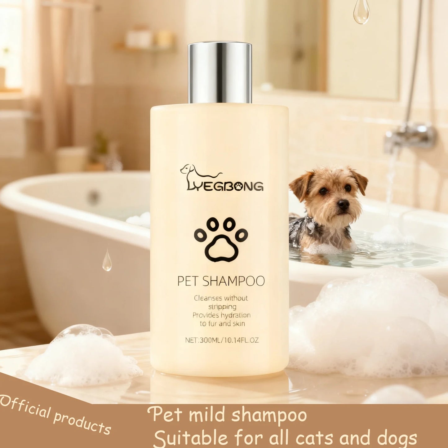 YEGBONG Dog Wash Shampoo- Flea & Mite Killer- Dirt Removal - Anti-Itch- Deodorizing & Moisturizing Formula for Softening Coat-Pet Grooming