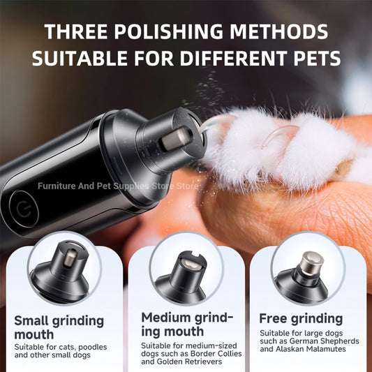 Electric Dog Nail Grinder-USB Rechargeable Nail Trimmers- Painless with Polisher Wheel for Small-Large Pets-Pet Grooming